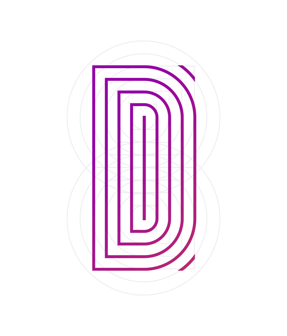 A custom grid for creating typography for DazzleCon '23. Indivisual letters animated over the grid showing how it is used.