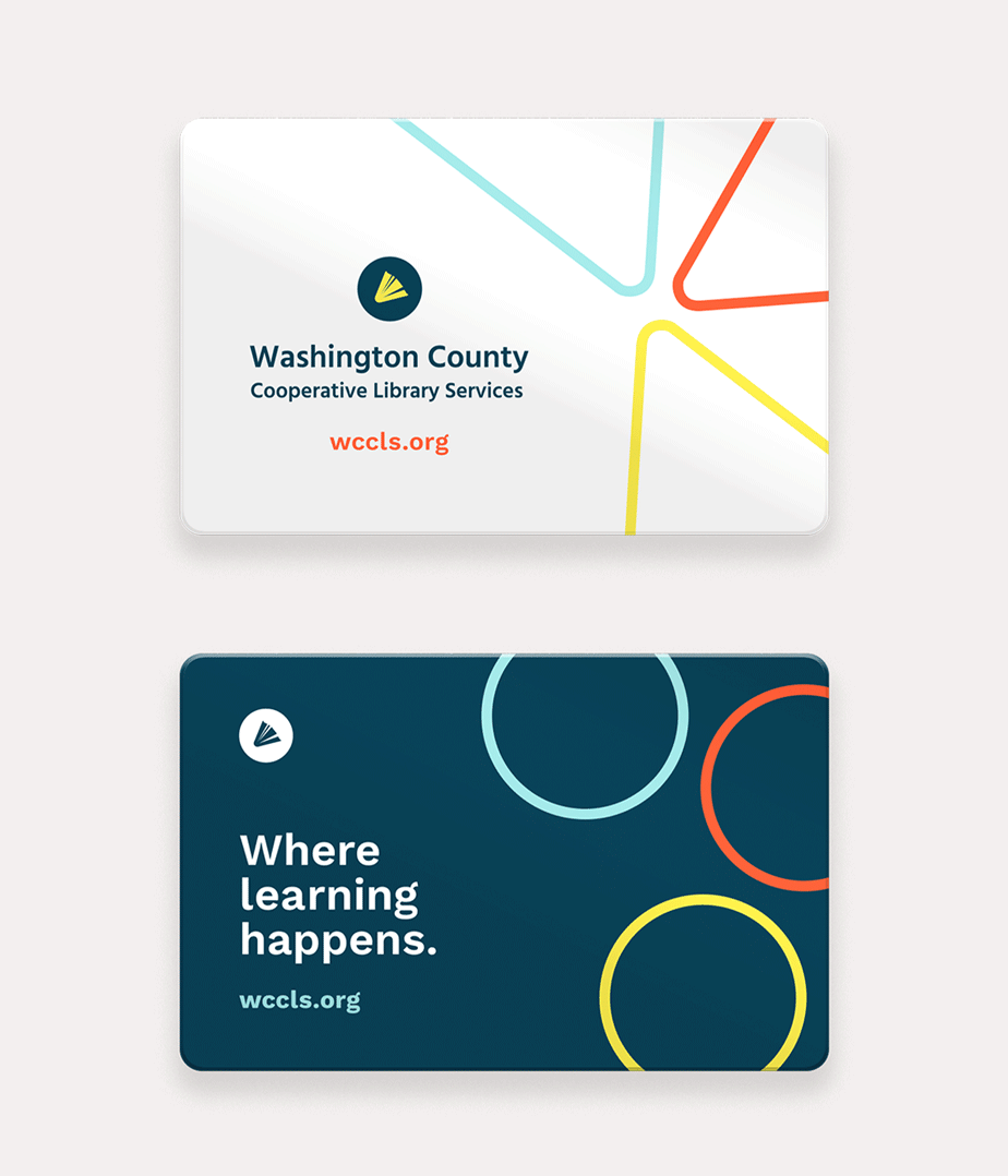 A gif showcasing the library cards we designed for adult and student patrons.