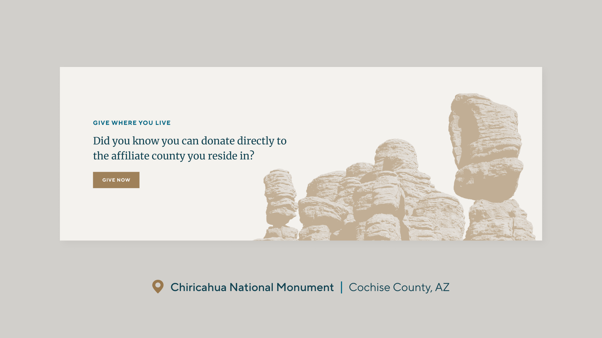 A series of CTA themes for Arizona Community foundation. The themes represented show that the theming covers a variety of locations across the state.