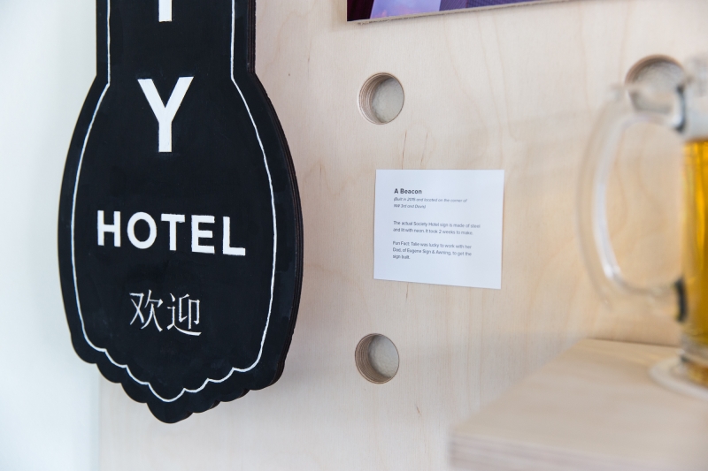 Bottom of The Society Hotel sign.