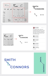 Illustrations of Smith and Connors branding options.