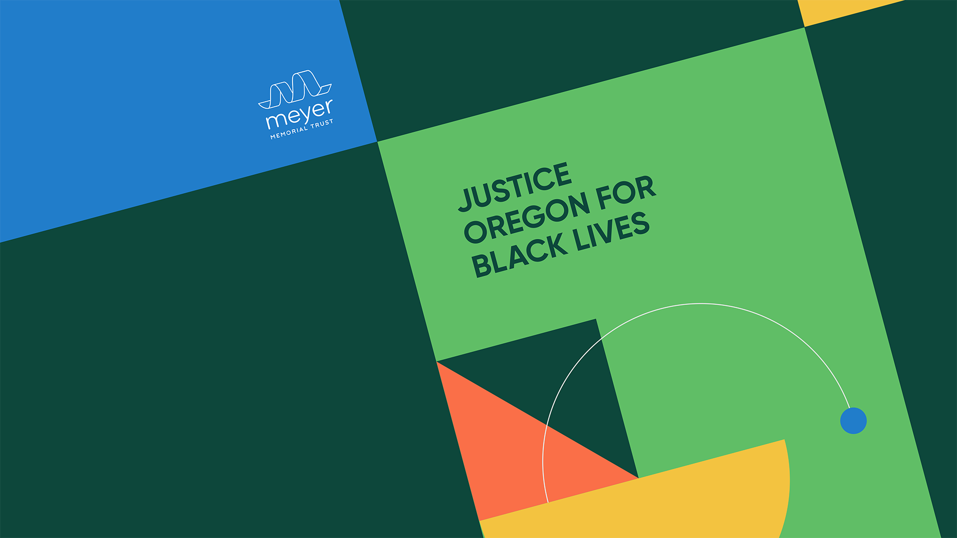Cover of the Justice Oregon brand style guide, featuring the new brand palette and logo.