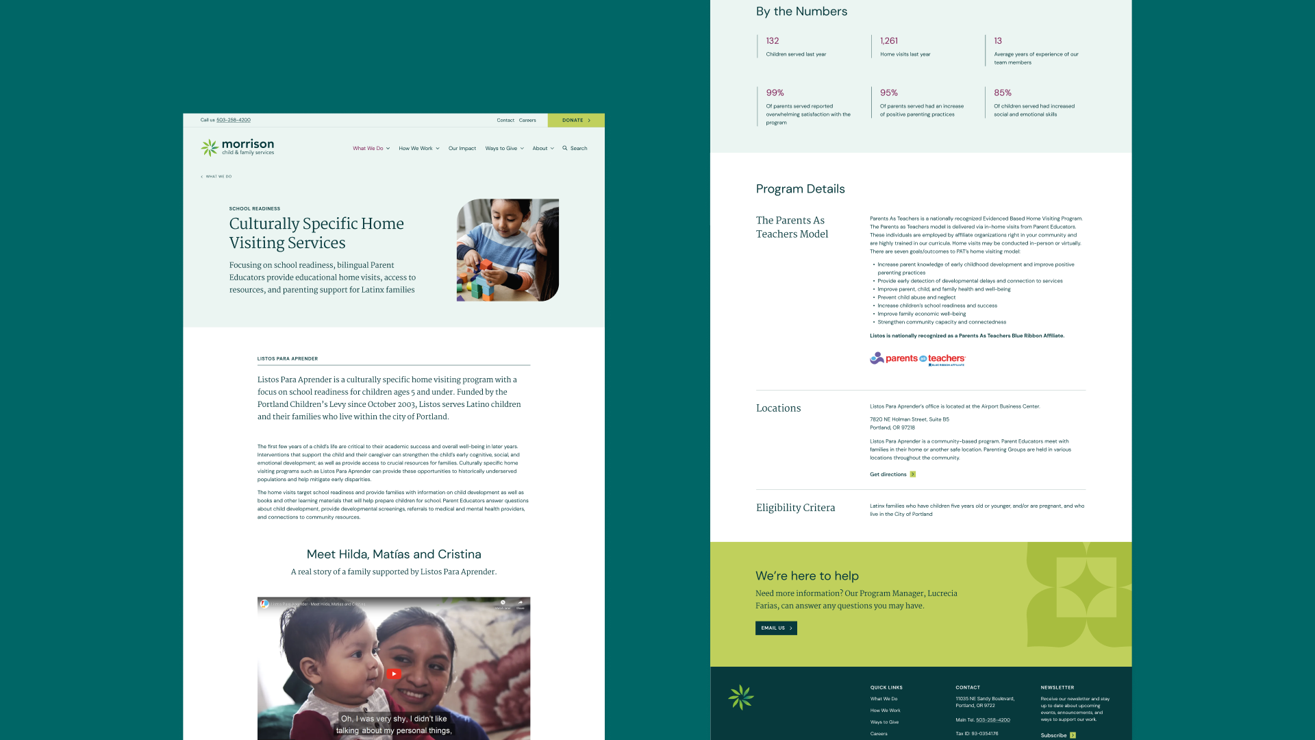 A screenshot of a full tertiary page on the website.