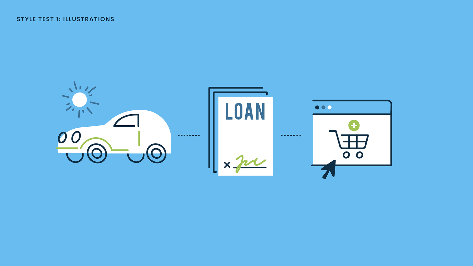 The initial illustration styles for the project started off flat with solid strokes.