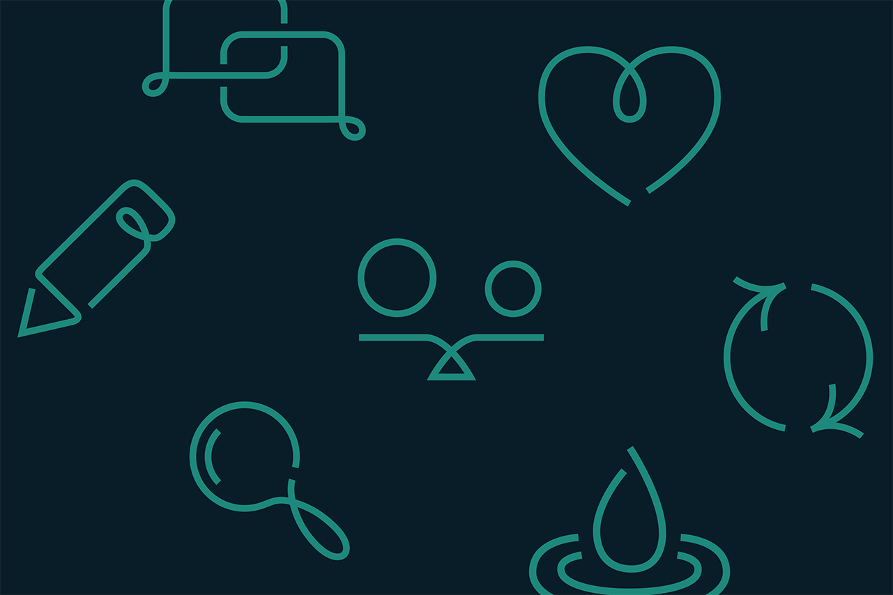 A grid of the newly designed icons we designed for OWT.