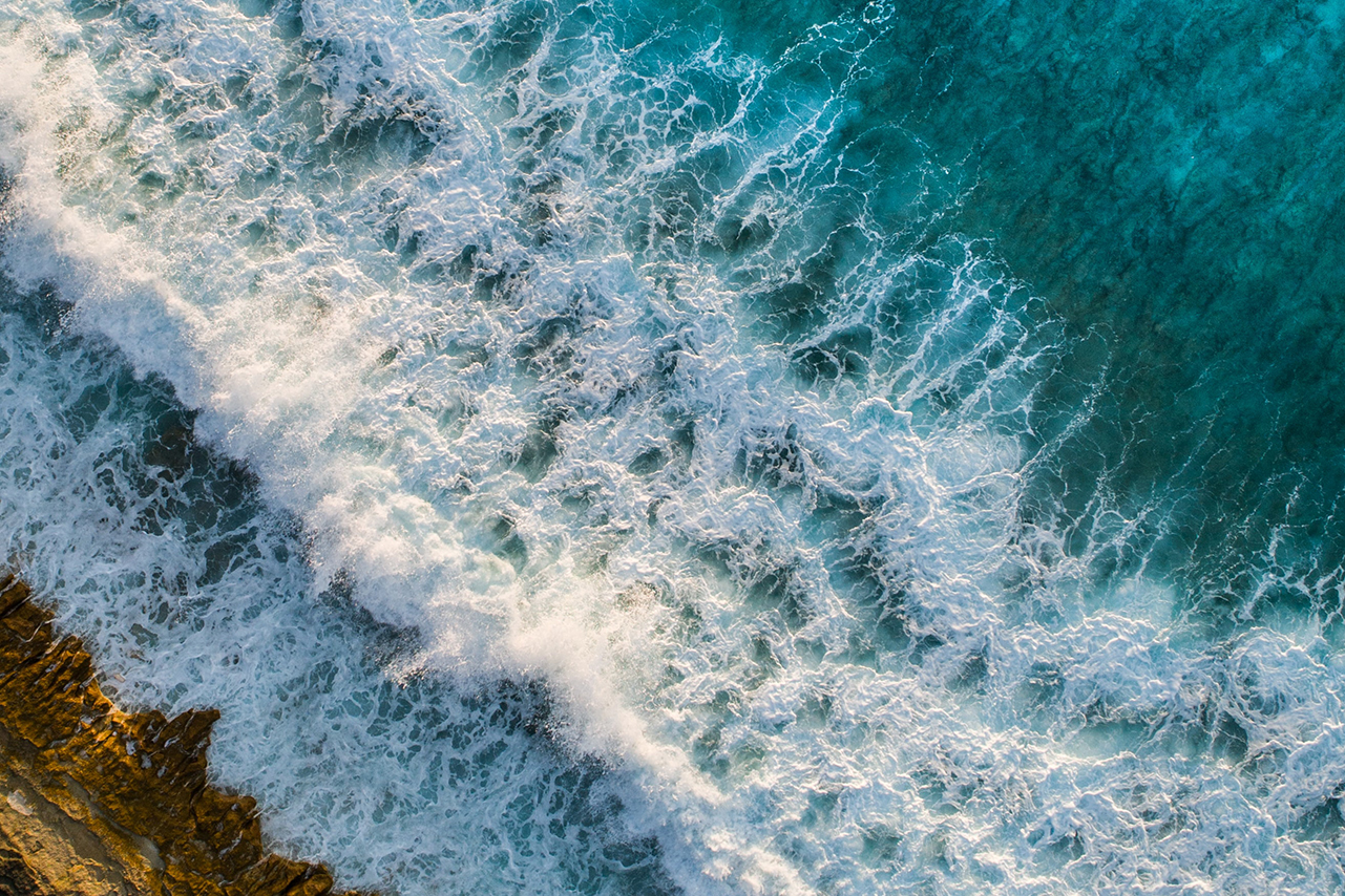 Ocean waves crashing on shore