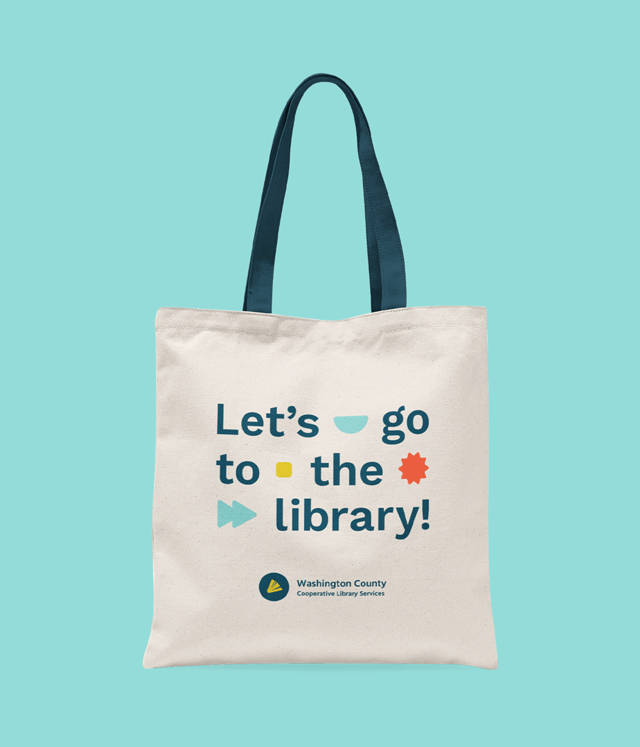 Gif showing two unique tote bag designs for WCCLS.