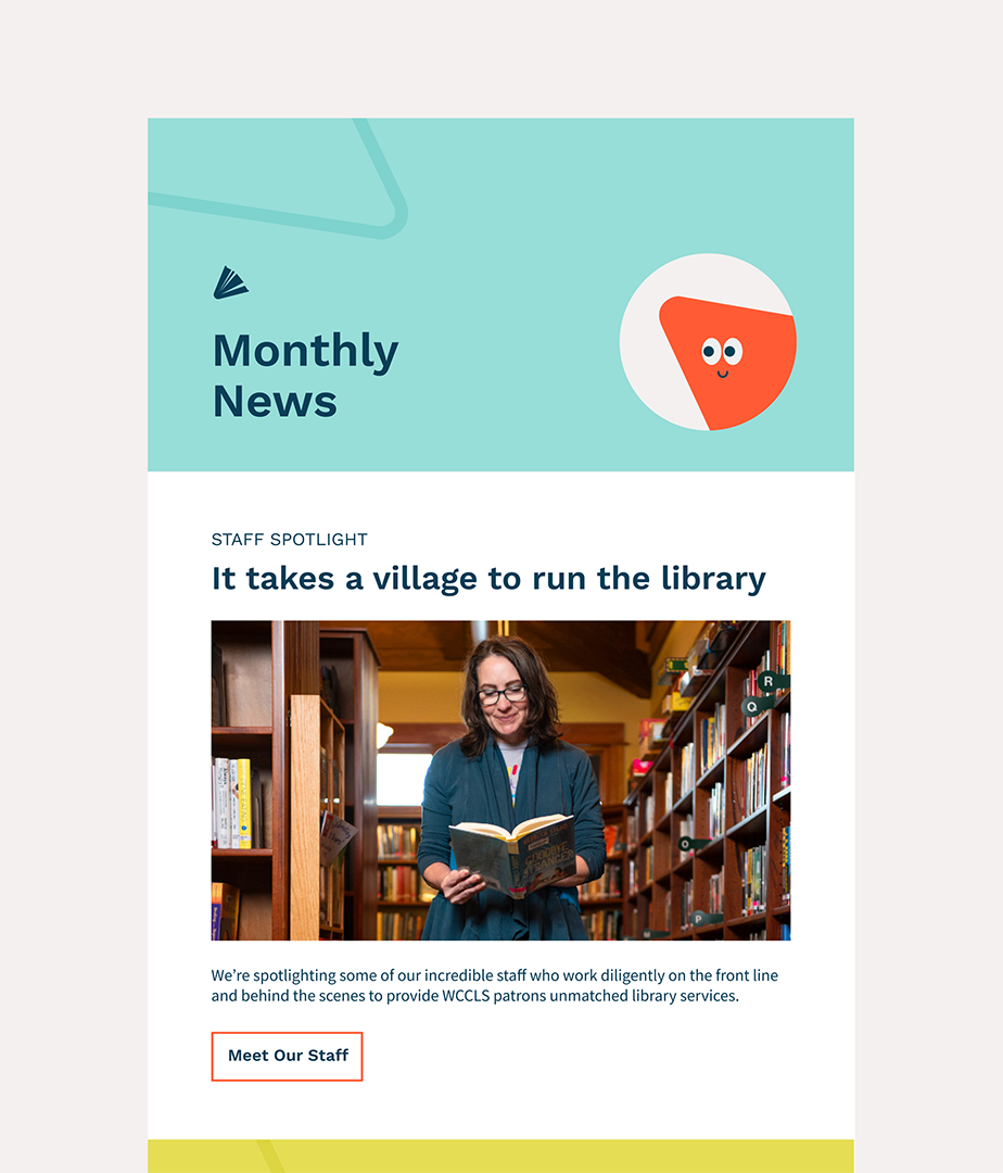 Newsletter template design for WCCLS.