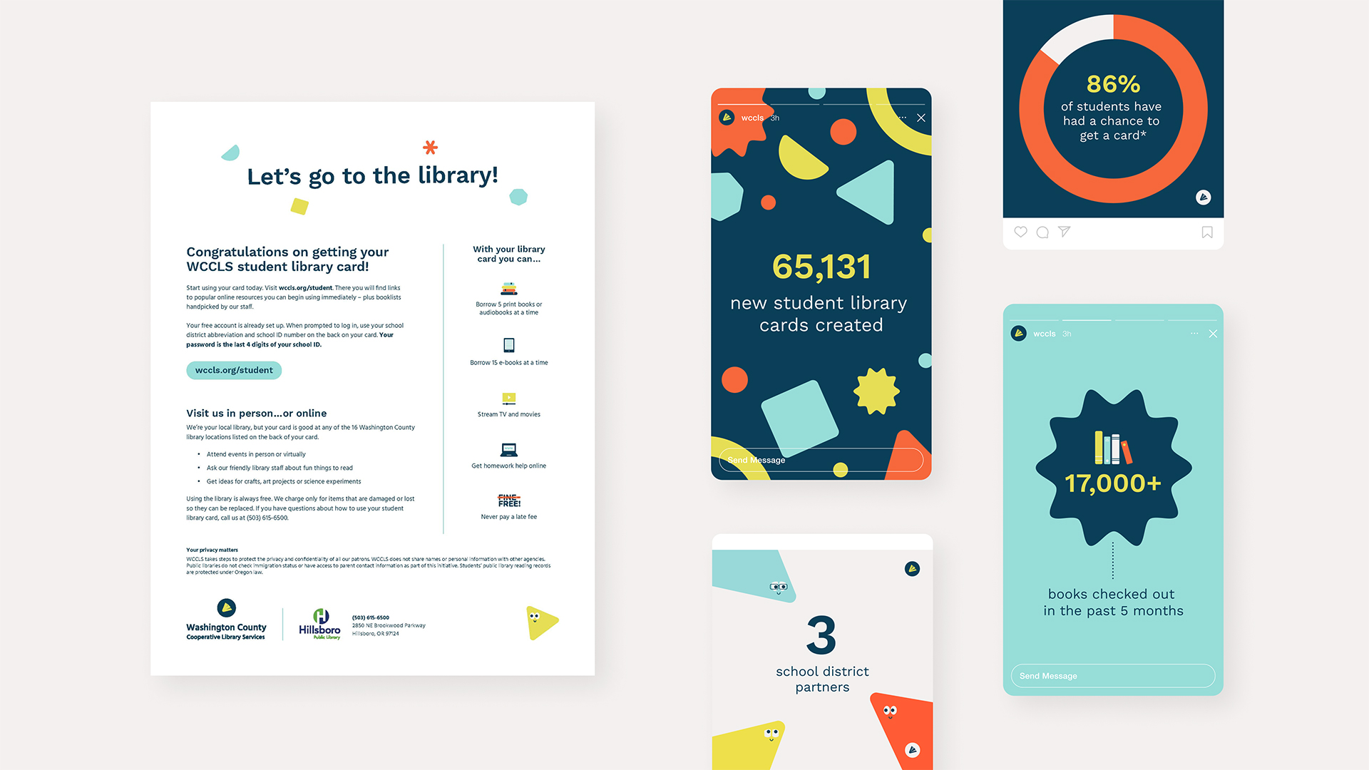 Washington County Cooperative Library library card designs.