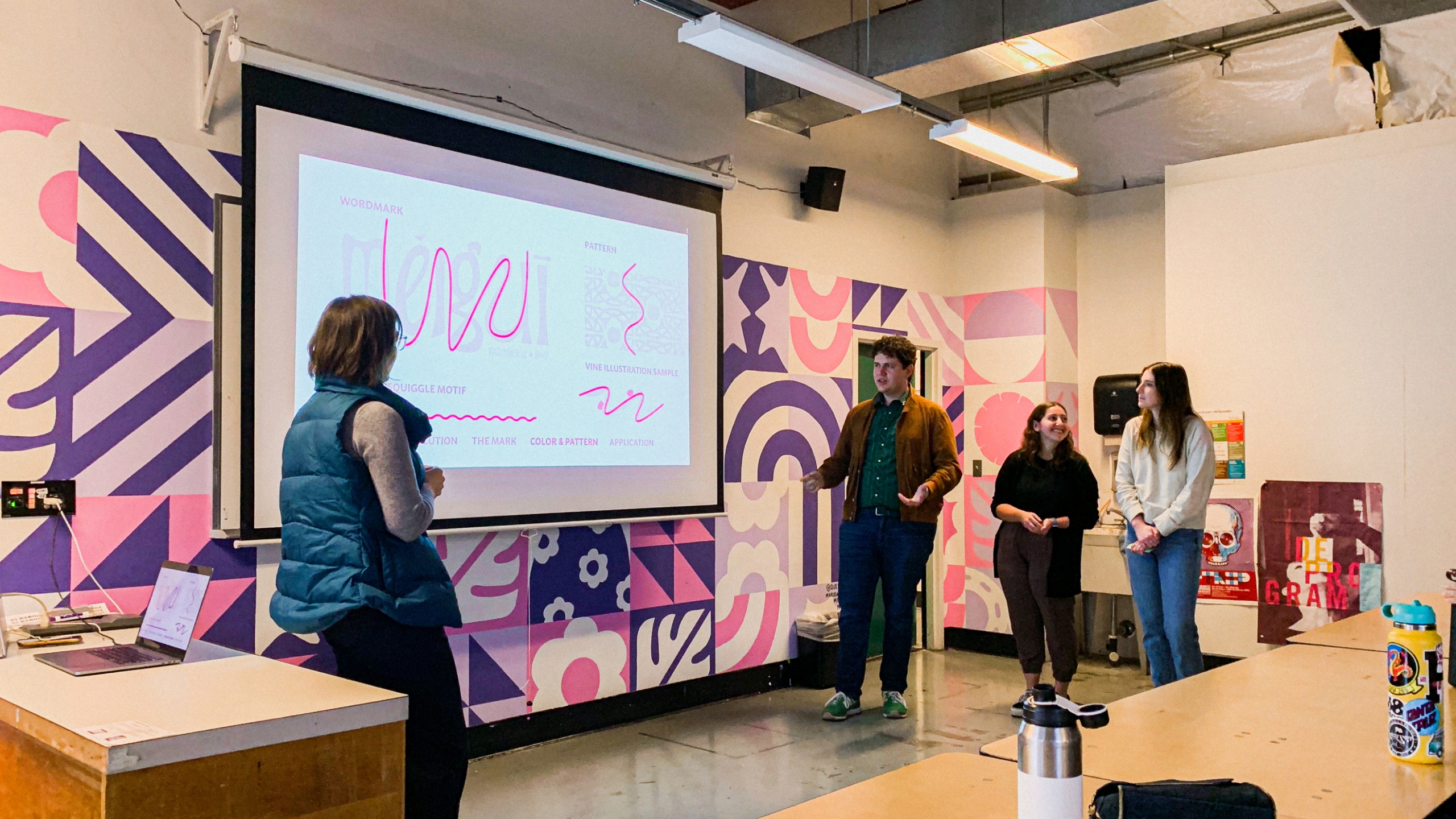 Talie doing a student design review for Portland State University