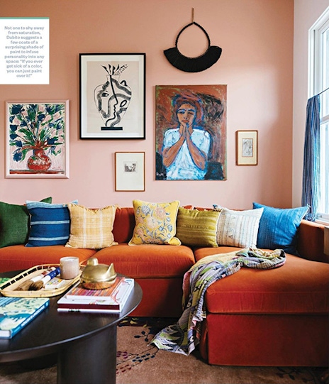 A colorfully designed living room.