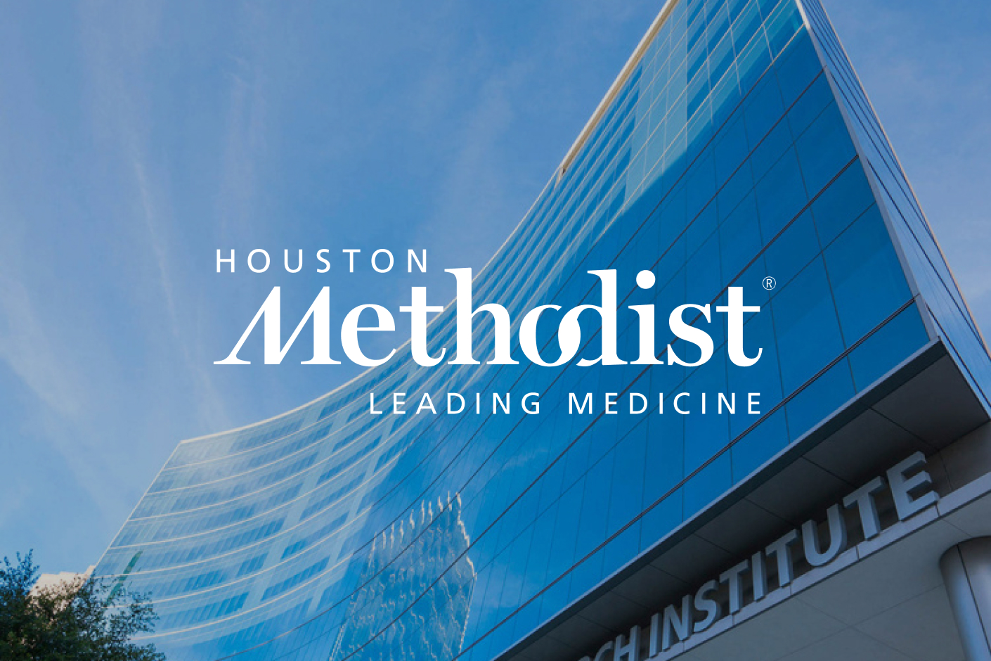 Branded image of HQ building for Houston Methodist Academic Institute