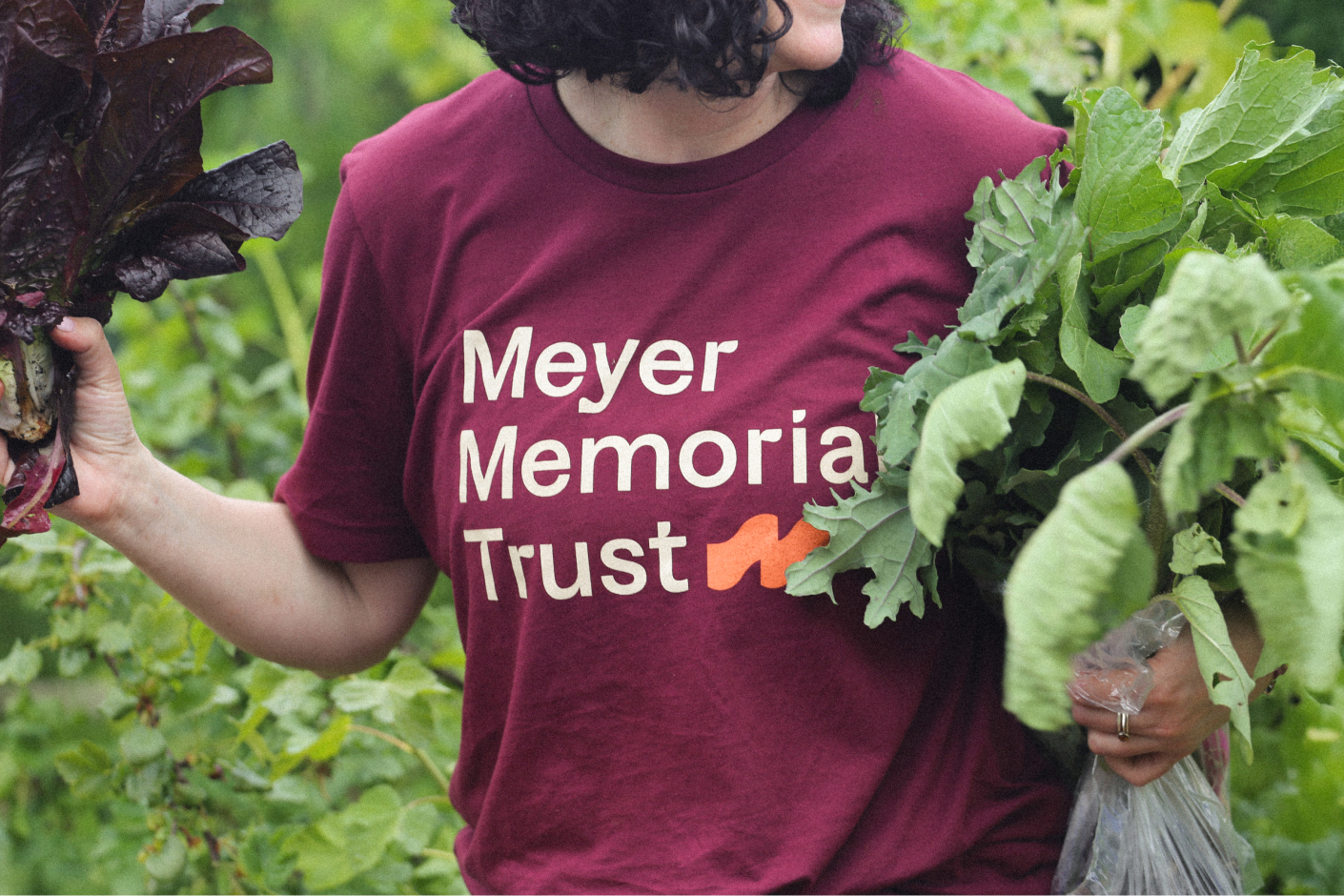 Mockup of a branded shirt for Meyer Memorial Trust