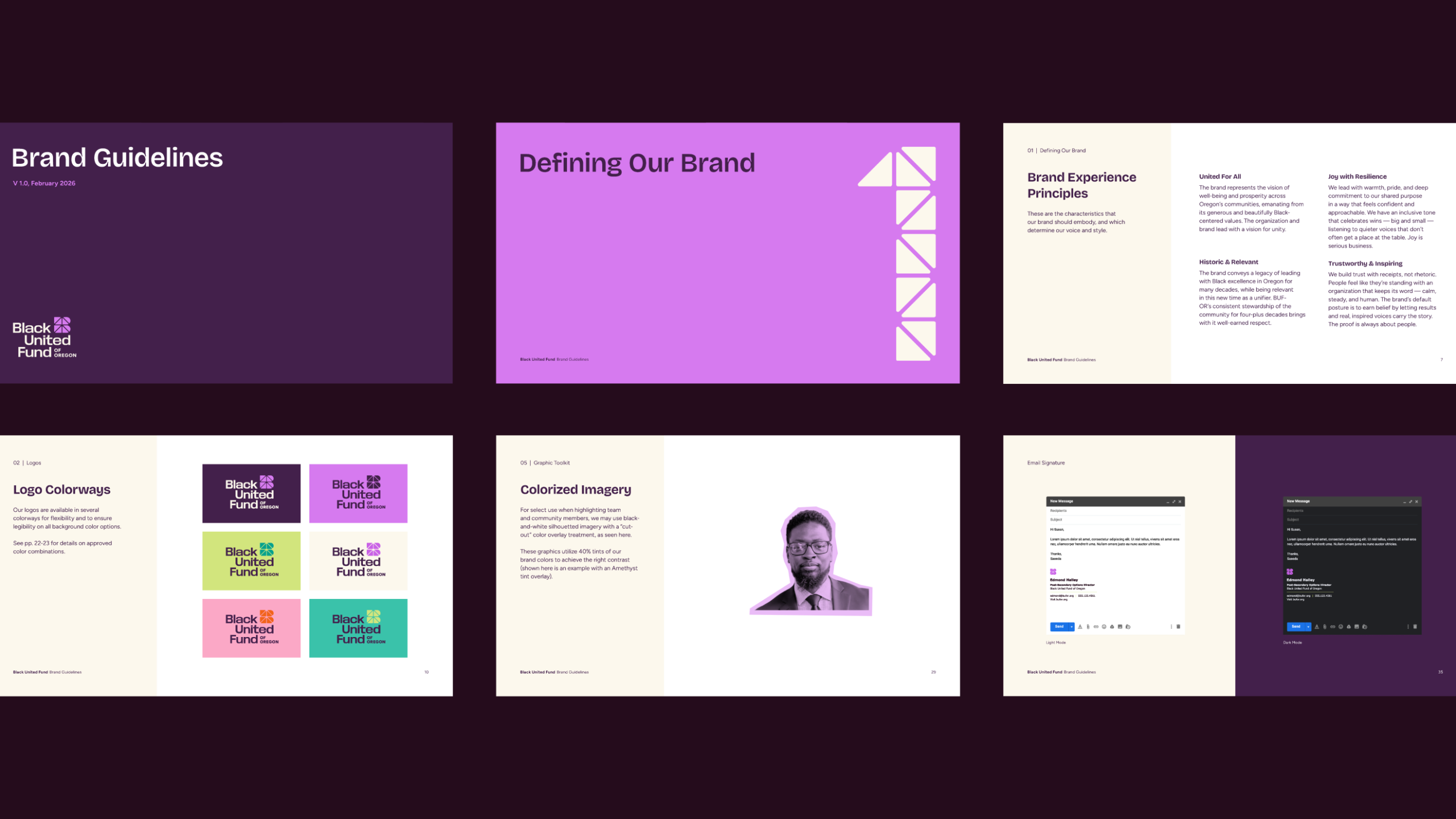 BUF brand guidelines slide views.