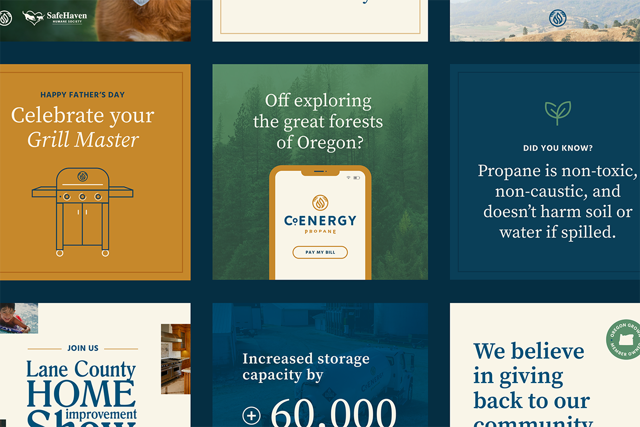 A collage of various social media posts we designed for CoEnergy Propane.