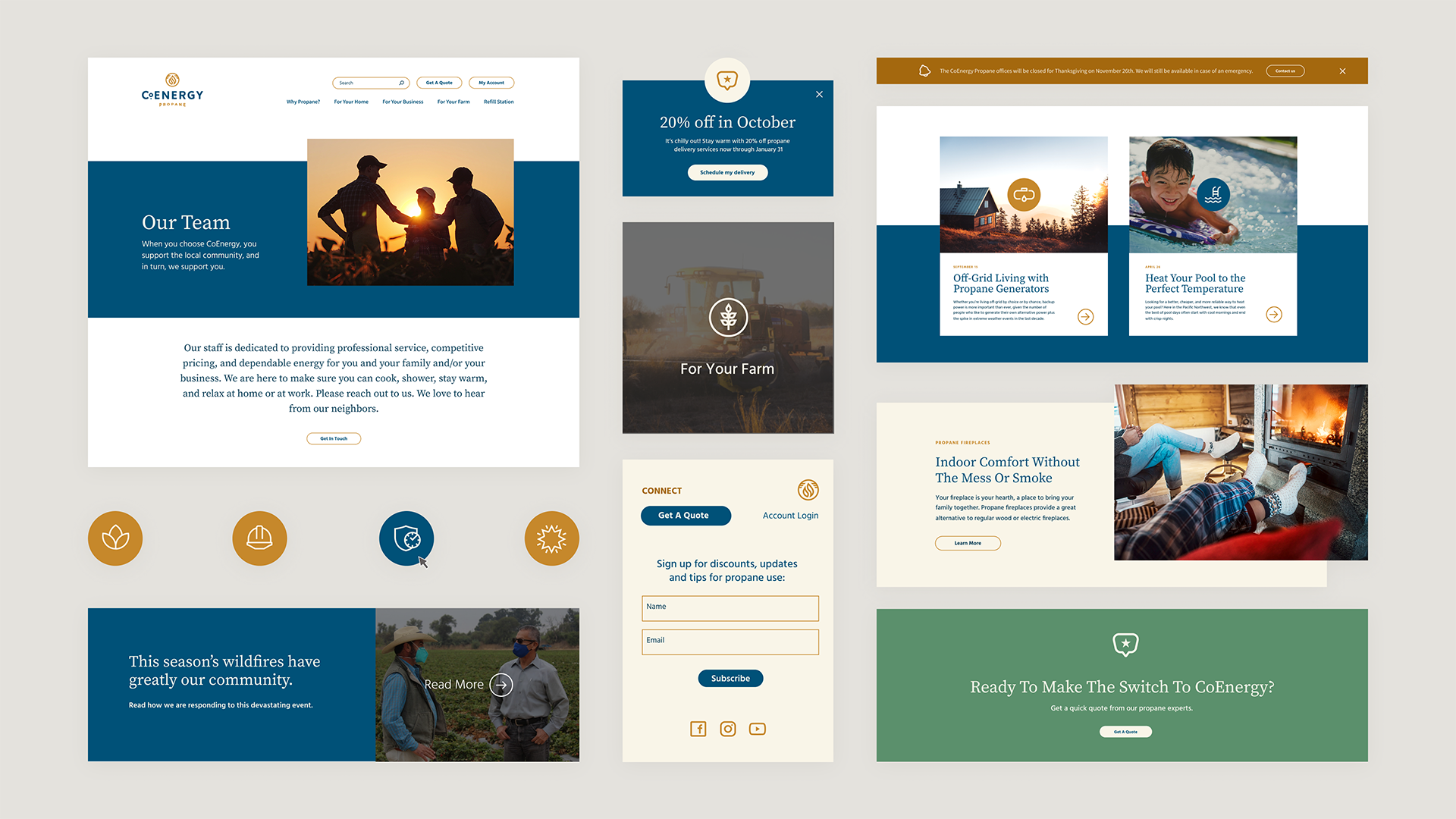 A variety of modules we designed for the CoEnergy website.