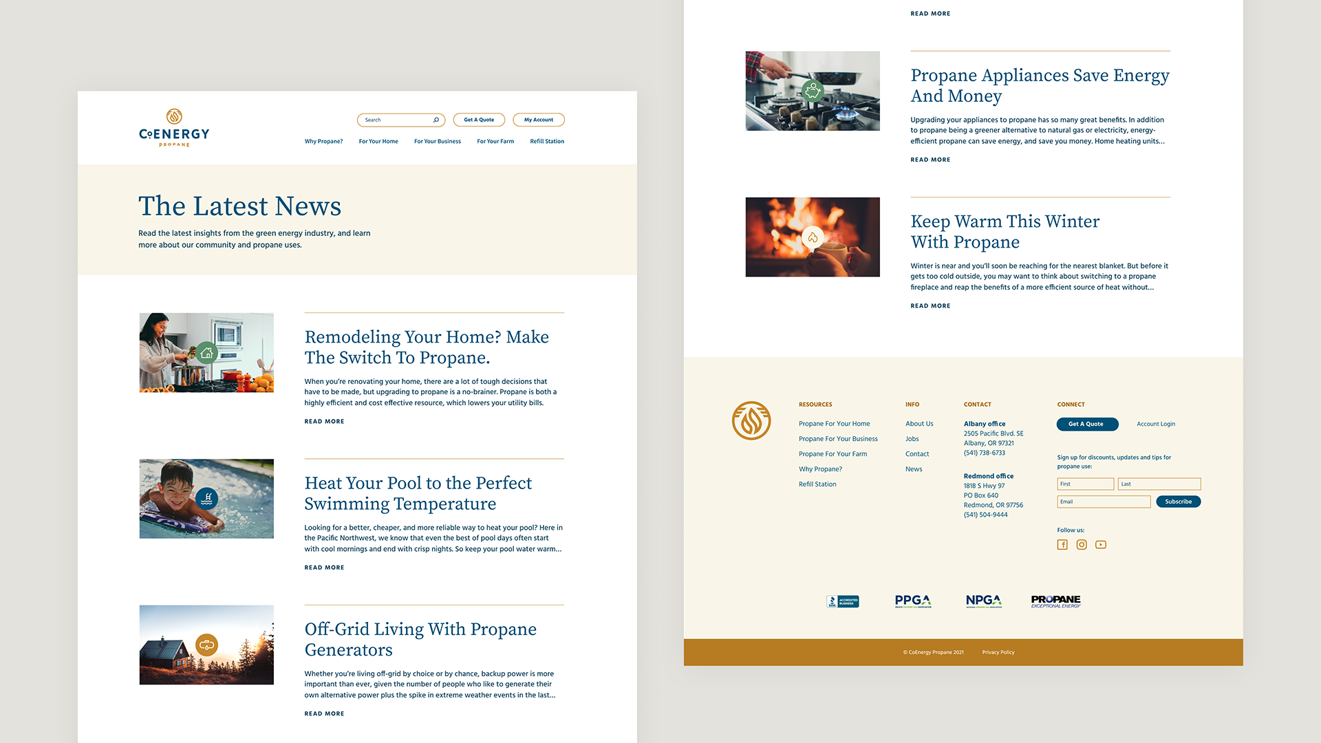 A snapshot of the news page on the CoEnergy website.