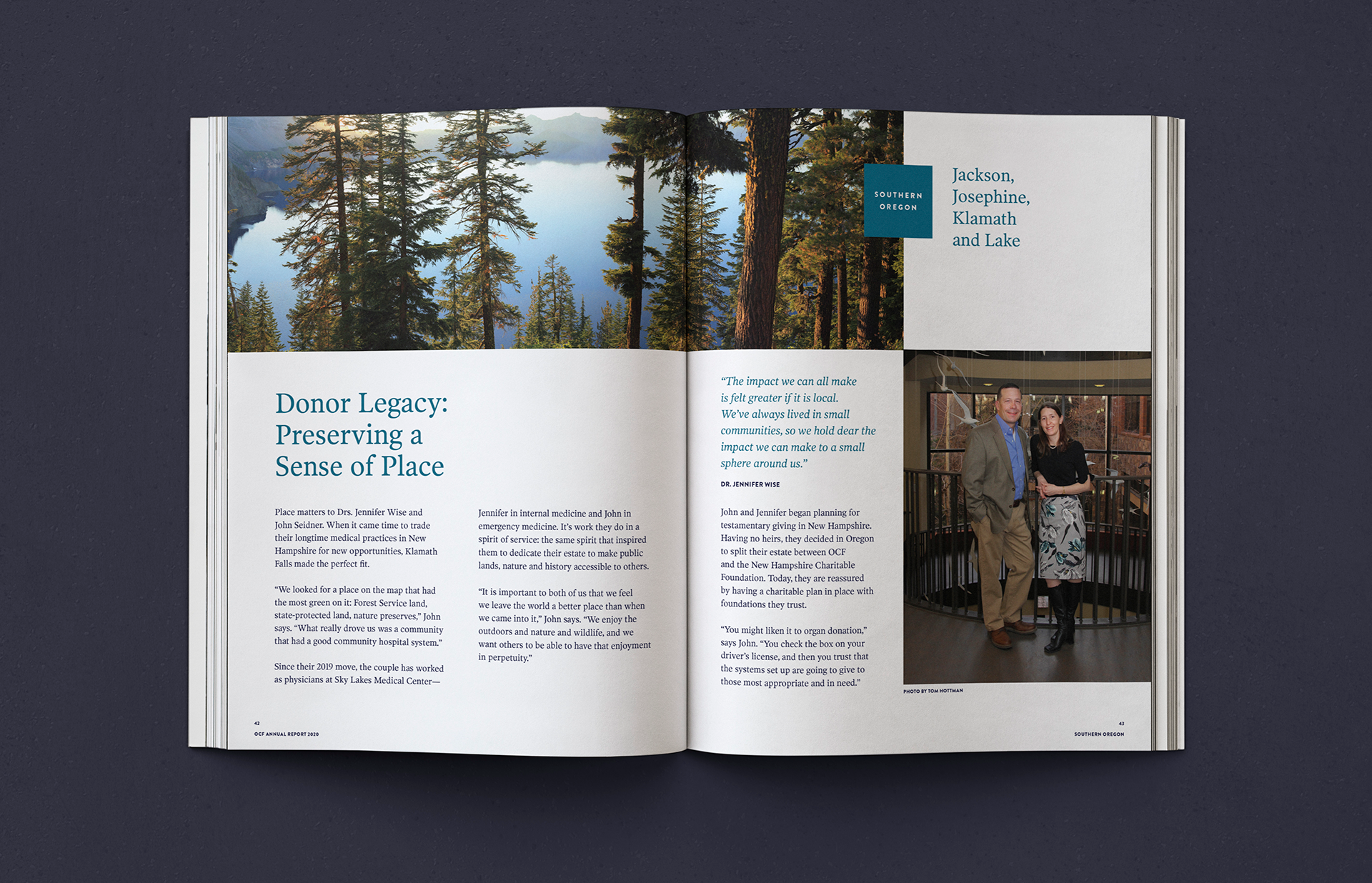 A preview of a donor spotlight story in the 2020 OCF Annual Report.