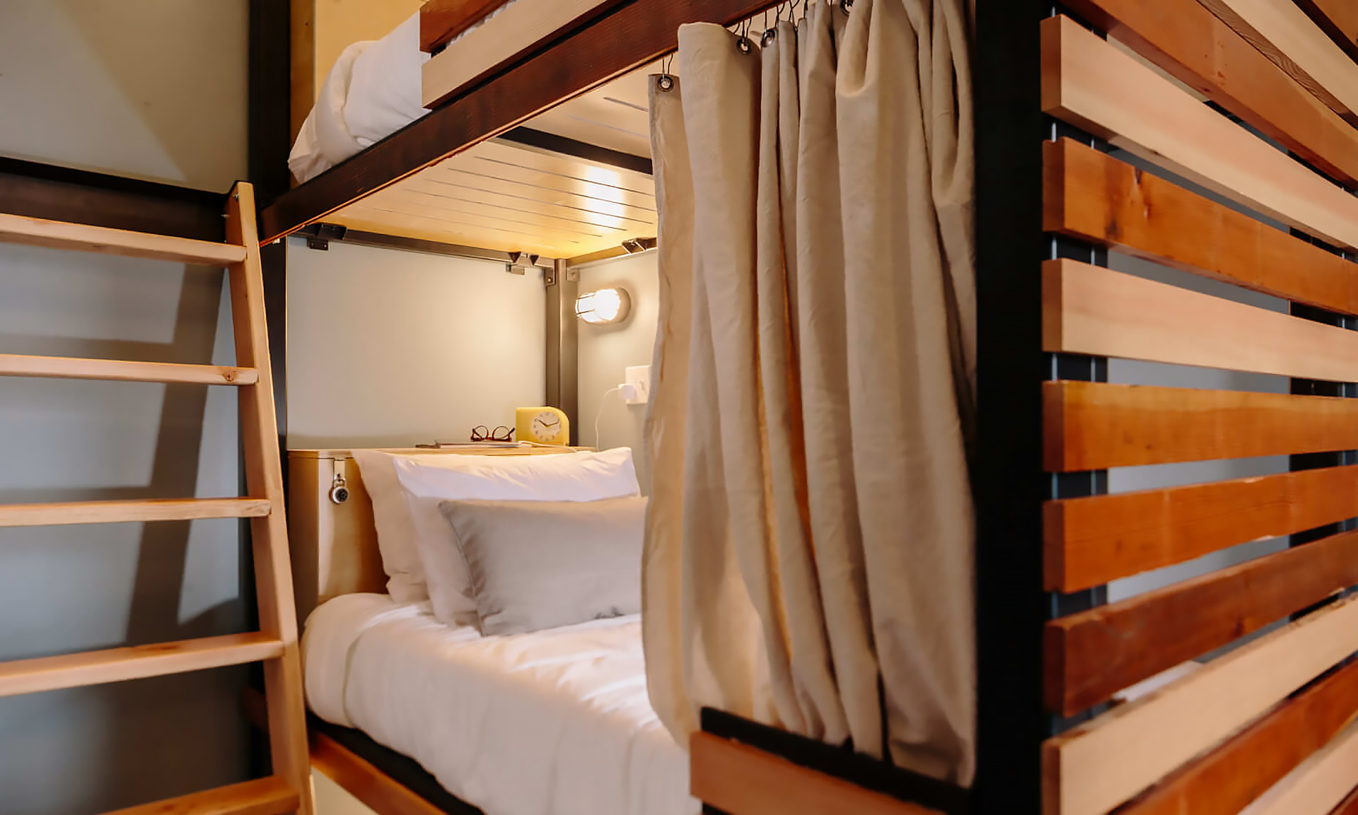Bunk bed inside a Society Hotel room.