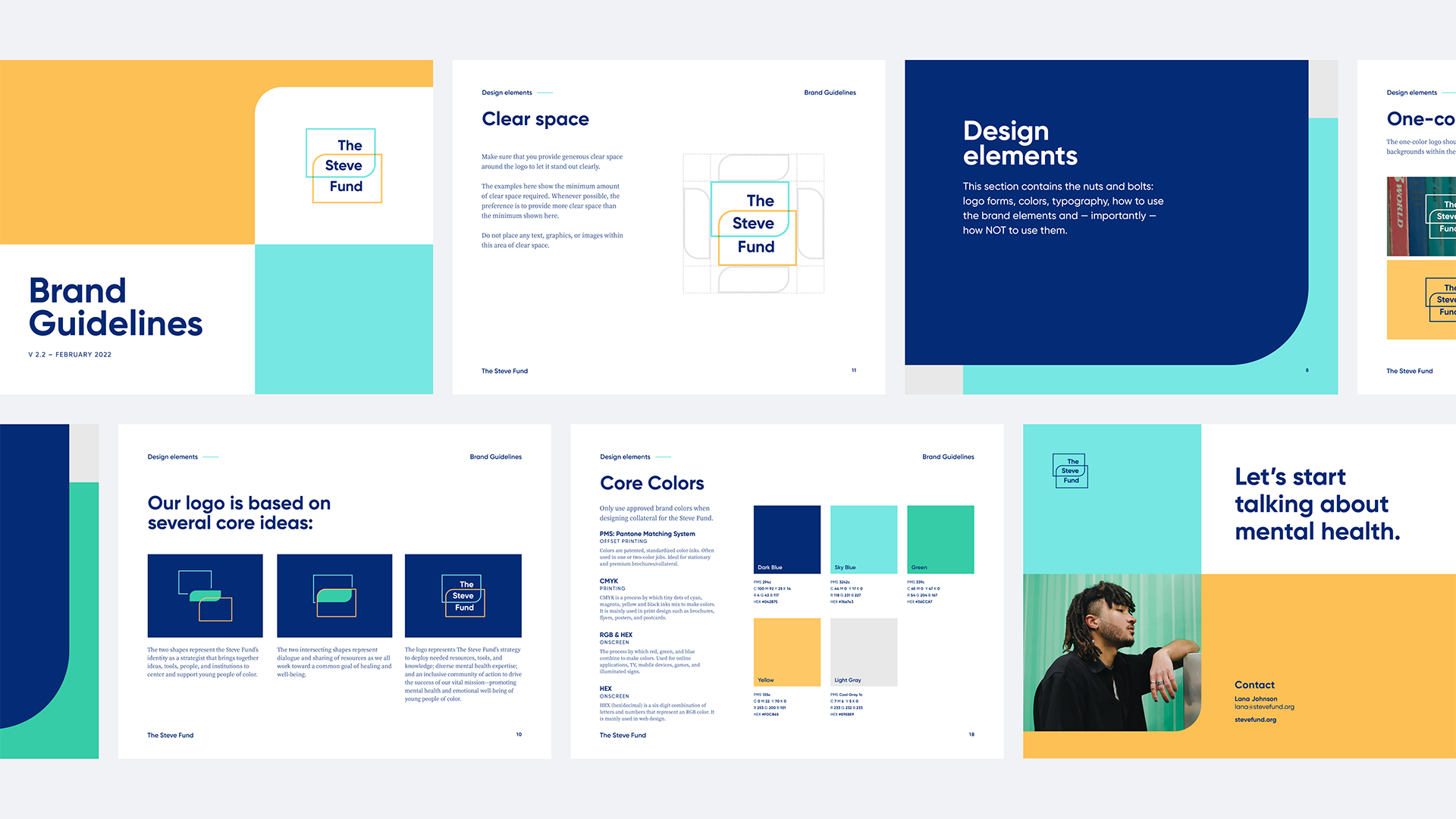 Snippets from The Steve Fund brand guidelines.