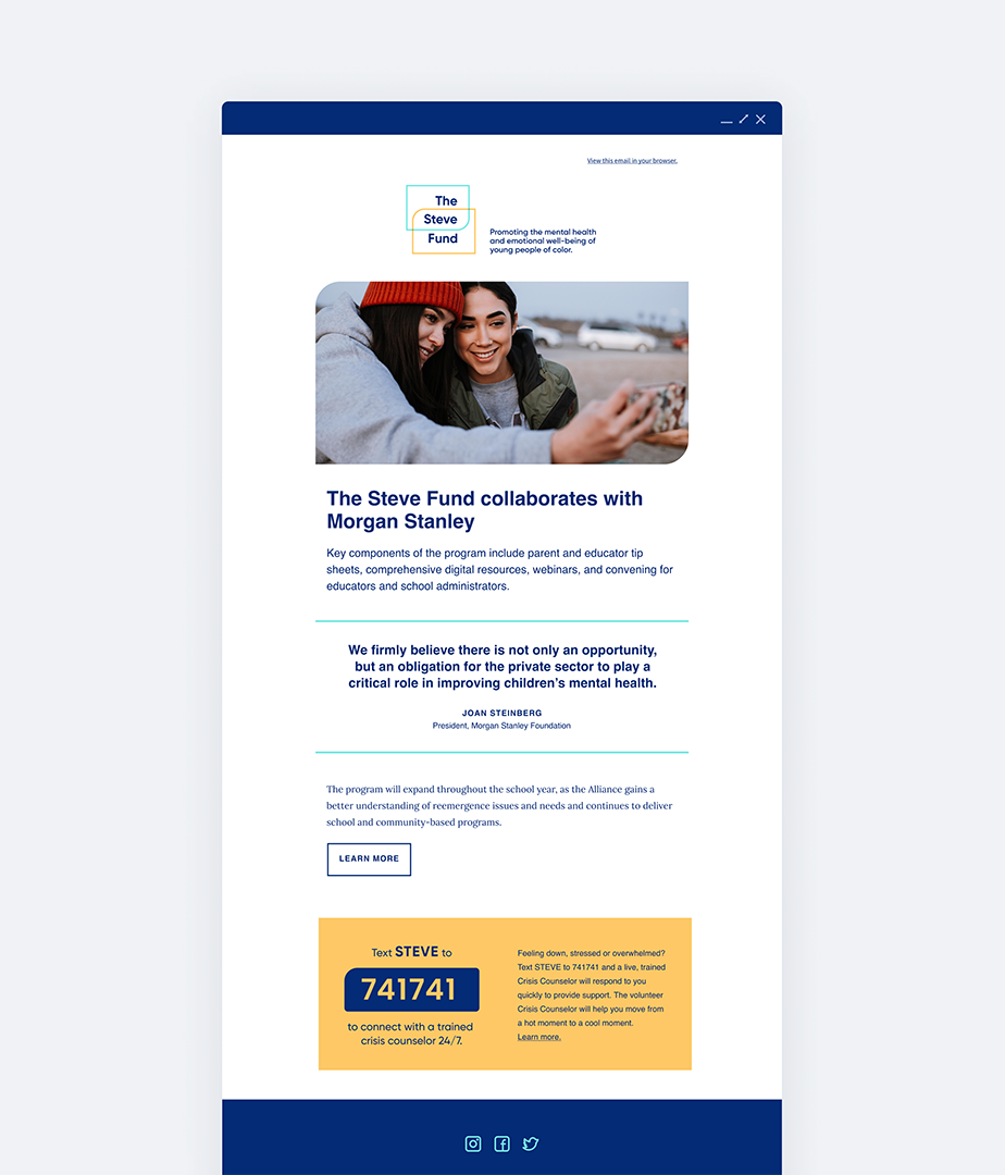 The Steve Fund mail chimp templates with new branding.