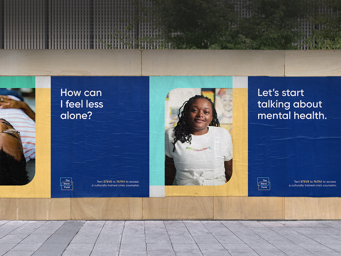 Billboard mockup of The Steve Fund new brand and messaging.