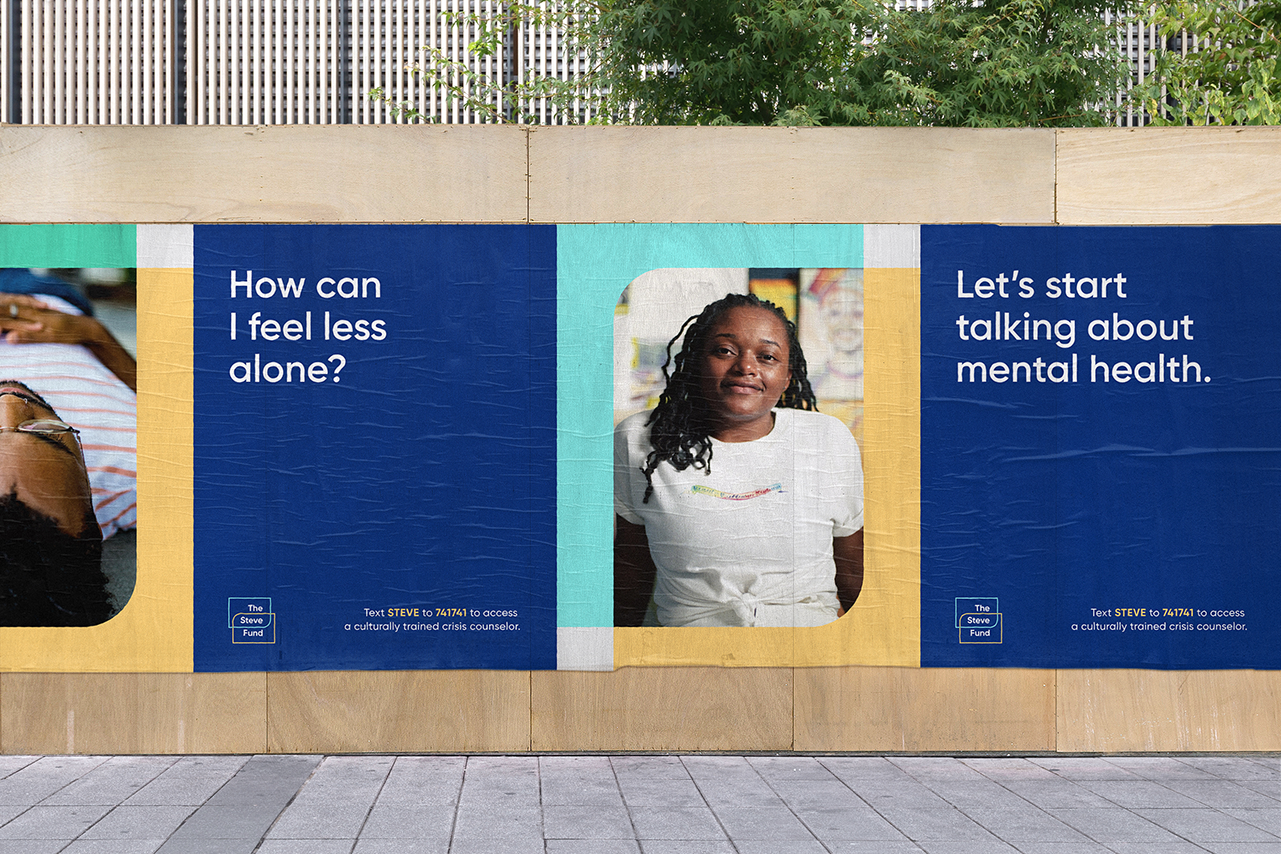 Billboard mockup of The Steve Fund new brand and messaging.
