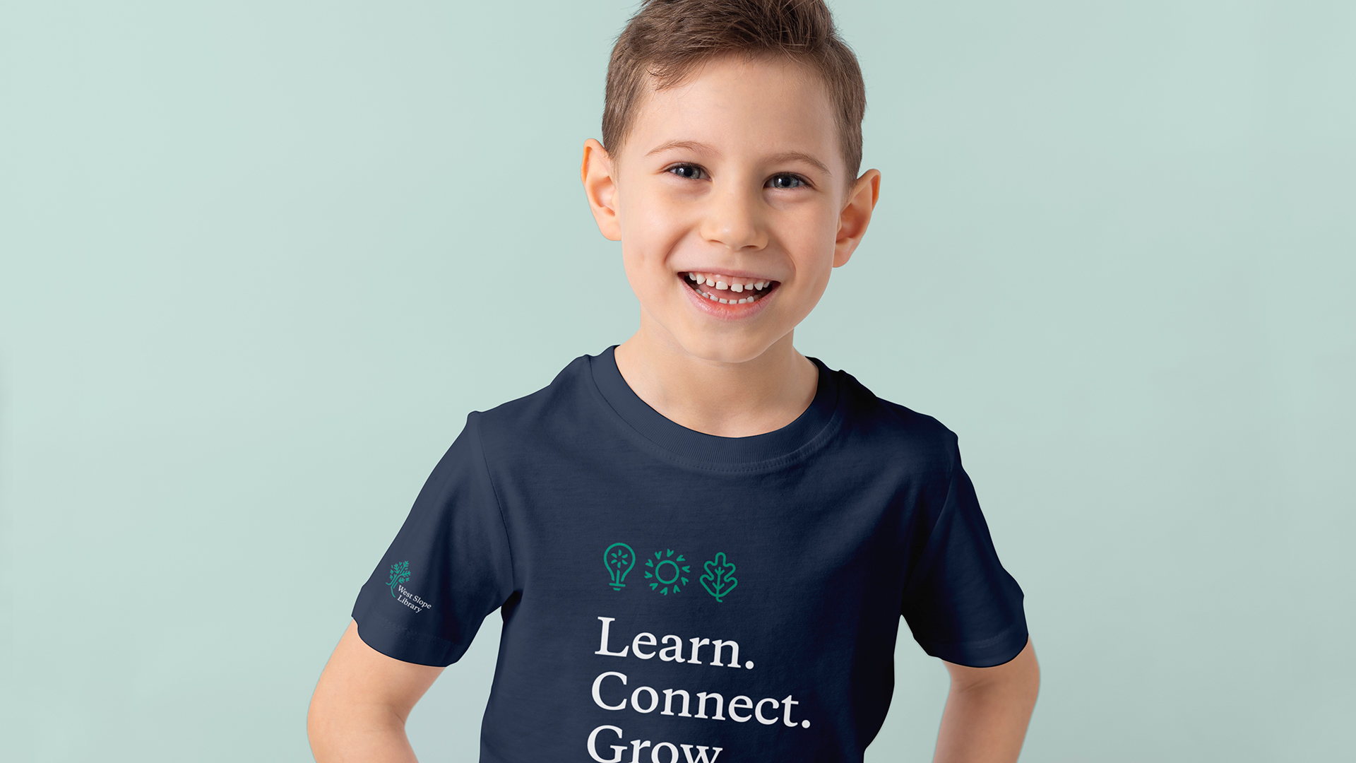 Mockup of branded t-shirt design on a child.